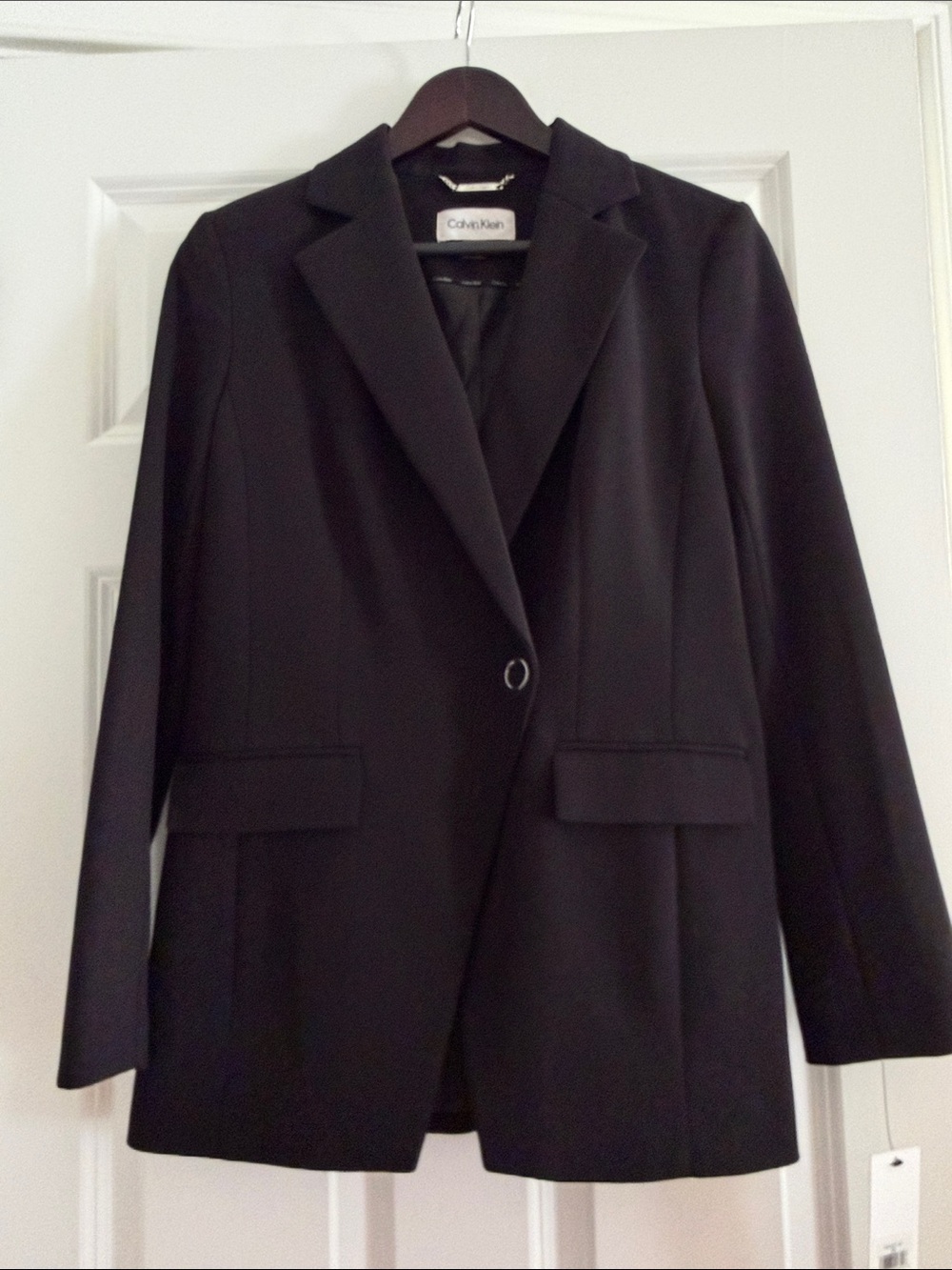 NWT Calvin Klein Black One Button Blazer Career Office Jacket Size 4